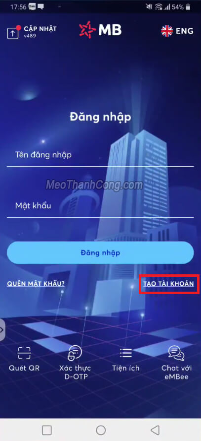 Tạo tài khoản MB Bank - Mở tài khoản mb bank online - App kiếm tiến online uy tín